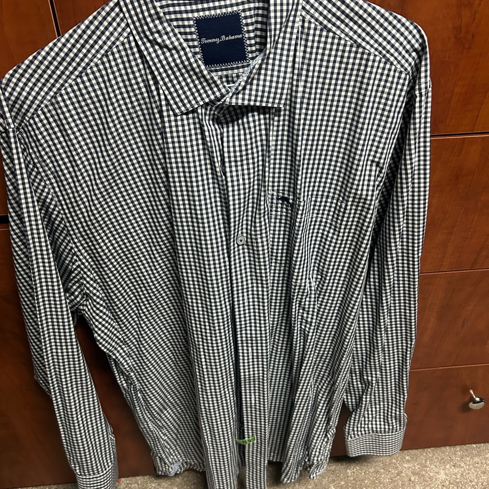 Tommy Bahama Black and White Checkered Men's Shirt